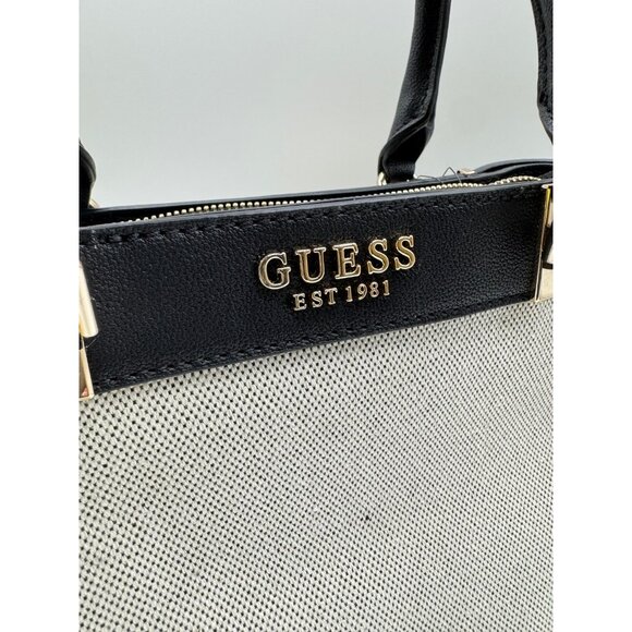 GUESS Anadela canvas medium satchel crossbody bag - Black/Cream (No charms) - Picture 3 of 6